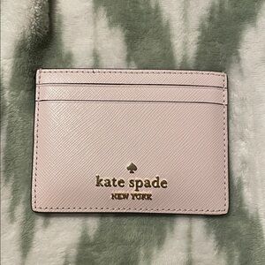 Kate Spade Blush Card Holder with Gold Logo